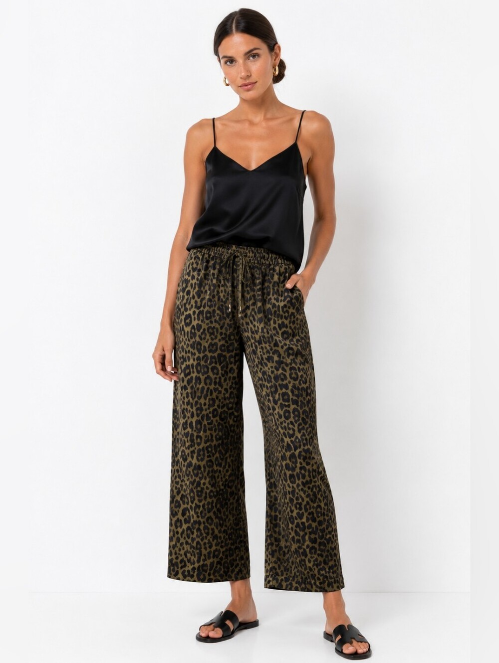 Zadig & Voltaire Pomy Jac Leo Leopard Print Wide Leg Track Pants 40